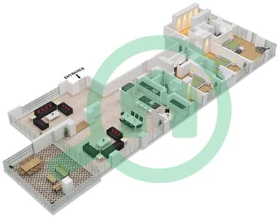 المخططات الطابقية لتصميم النموذج 501 فیلا 3 غرف نوم - بالم كوتور ريزيدينسيس