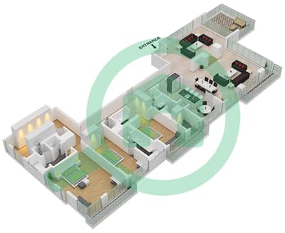 帕尔梅高级定制公寓 - 3 卧室别墅类型701戶型图