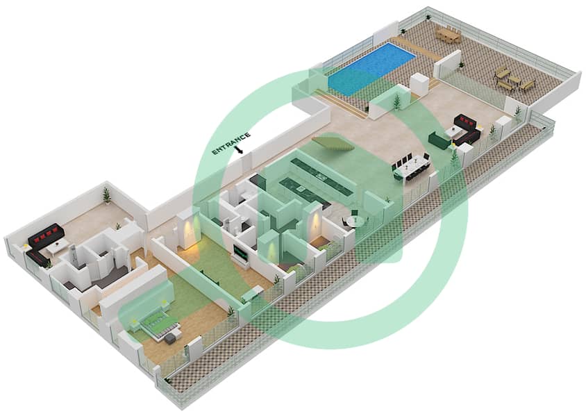 帕尔梅高级定制公寓 - 5 卧室别墅类型201戶型图 interactive3D