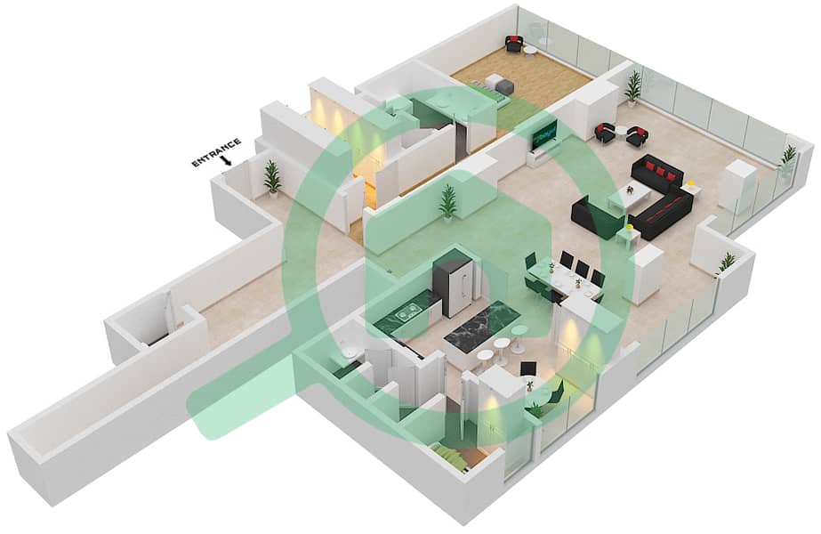 المخططات الطابقية لتصميم النموذج 101 فیلا 4 غرف نوم - بالم كوتور ريزيدينسيس interactive3D