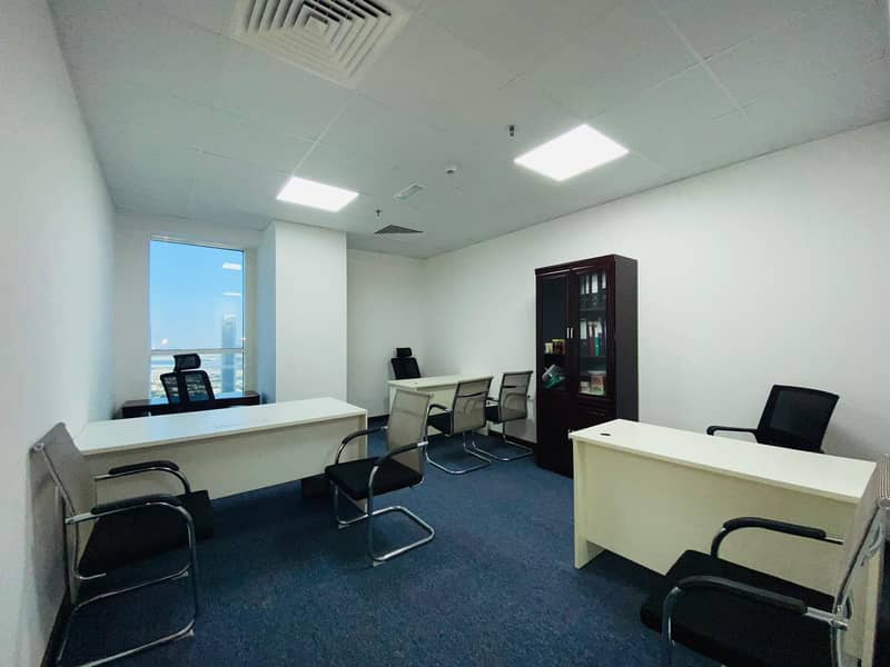 LUXURY, PRIVATE, PRESTIGEOUSE, FURNISHED & SERVICED OFFICES WITH EJARI ,FREE DEWA, INTERNET, CHILLER