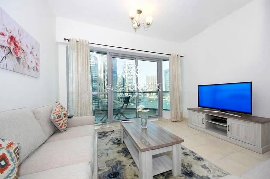 Spacious+Bright 1BR | Furnished | Marina View