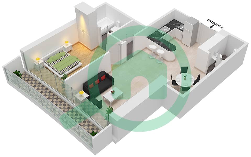 Marina Bay By DAMAC - 1 Bedroom Apartment Unit 814 FLOOR 8TH Floor plan Floor 8Th interactive3D