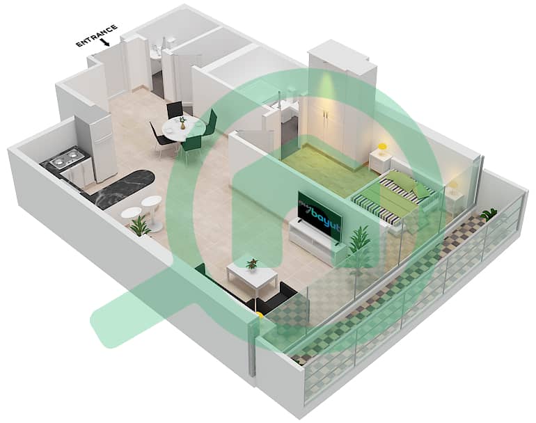 Marina Bay By DAMAC - 1 Bedroom Apartment Unit 902 FLOOR-9TH Floor plan Floor-9Th interactive3D
