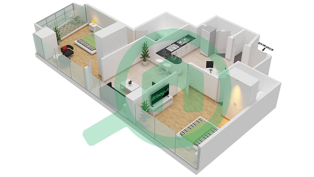 Marina Bay By DAMAC - 2 Bedroom Apartment Unit 904 FLOOR-9TH Floor plan Floor-9Th interactive3D
