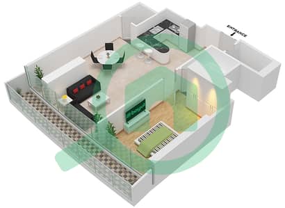 المخططات الطابقية لتصميم الوحدة 911 FLOOR 9TH شقة 1 غرفة نوم - مارينا باي من داماك