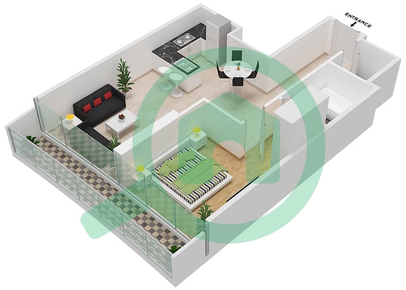 Marina Bay By DAMAC - 1 Bedroom Apartment Unit 907 FLOOR 9TH Floor plan Floor 9Th interactive3D