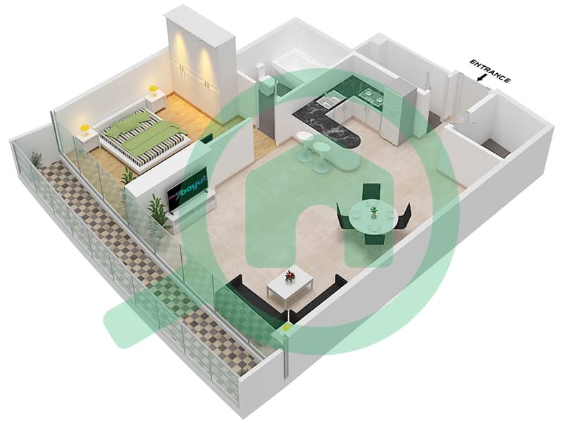 Marina Bay By DAMAC - 1 Bedroom Apartment Unit 910 FLOOR 9TH Floor plan Floor 9Th interactive3D