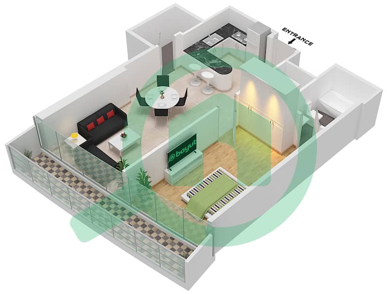 Marina Bay By DAMAC - 1 Bedroom Apartment Unit 912 FLOOR 9TH Floor plan Floor 9Th interactive3D