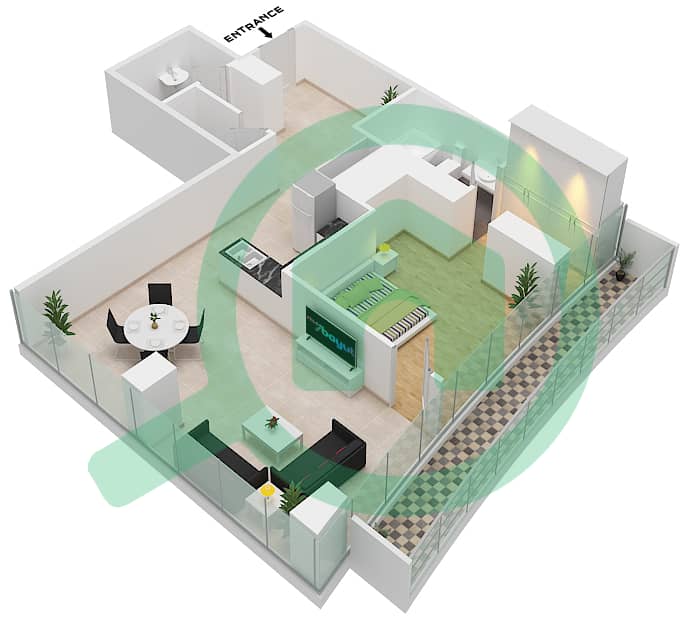 Marina Bay By DAMAC - 1 Bedroom Apartment Unit 914 FLOOR 9TH Floor plan Floor 9Th interactive3D