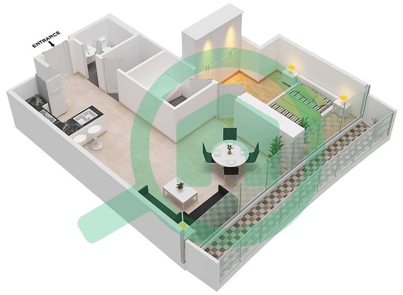 Marina Bay By DAMAC - 1 Bedroom Apartment Unit 915 FLOOR 9TH Floor plan Floor 9Th interactive3D