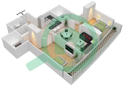 المخططات الطابقية لتصميم الوحدة 1003 FLOOR 10TH شقة 2 غرفة نوم - مارينا باي من داماك