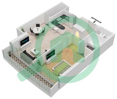 المخططات الطابقية لتصميم الوحدة 1011 FLOOR 10TH شقة 1 غرفة نوم - مارينا باي من داماك
