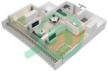 Marina Bay By DAMAC - 2 Bedroom Apartment Unit 1015 FLOOR 10TH Floor plan