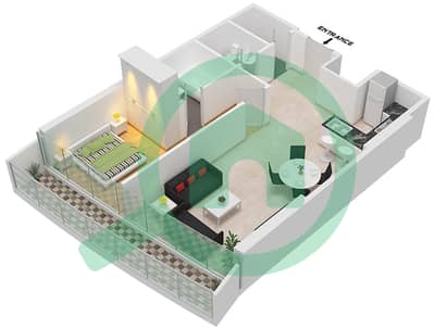 المخططات الطابقية لتصميم الوحدة 1012 FLOOR 10TH شقة 1 غرفة نوم - مارينا باي من داماك