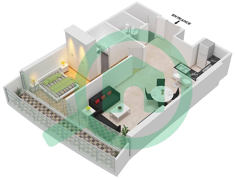 Marina Bay By DAMAC - 1 Bedroom Apartment Unit 1012 FLOOR 10TH Floor plan Floor 10Th interactive3D