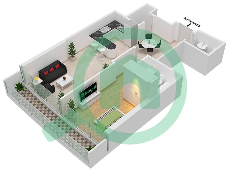 达马克滨海湾 - 1 卧室公寓单位1002 FLOOR 10TH戶型图 Floor 10Th interactive3D
