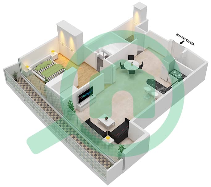 Marina Bay By DAMAC - 1 Bedroom Apartment Unit 1010 FLOOR 10TH Floor plan Floor 10Th interactive3D