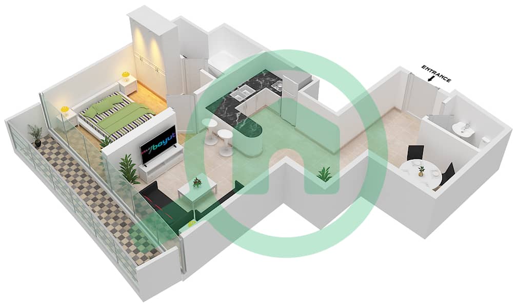 Marina Bay By DAMAC - 1 Bedroom Apartment Unit 1016 FLOOR 10TH Floor plan Floor 10Th interactive3D