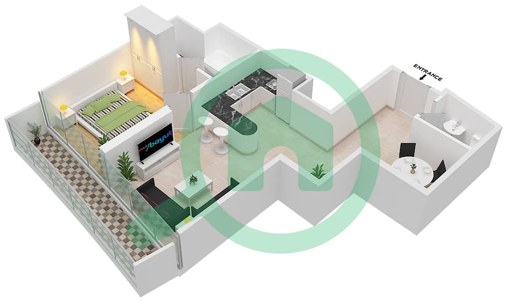 达马克滨海湾 - 1 卧室公寓单位1016 FLOOR 10TH戶型图 Floor 10Th interactive3D