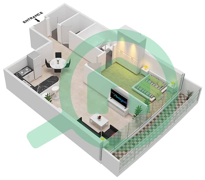 达马克滨海湾 - 1 卧室公寓单位1102 FLOOR 11TH戶型图 Floor 10Th interactive3D