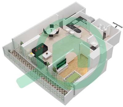 المخططات الطابقية لتصميم الوحدة 1111 FLOOR 11TH شقة 1 غرفة نوم - مارينا باي من داماك