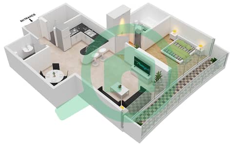 المخططات الطابقية لتصميم الوحدة 1115 FLOOR 11TH شقة 1 غرفة نوم - مارينا باي من داماك