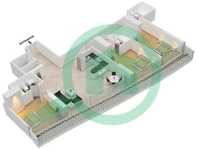 المخططات الطابقية لتصميم الوحدة 1117 FLOOR 11TH شقة 3 غرف نوم - مارينا باي من داماك
