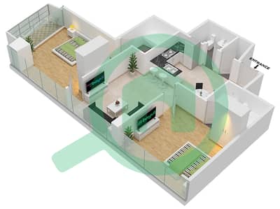 Marina Bay By DAMAC - 2 Bedroom Apartment Unit 1204 FLOOR 12TH Floor plan