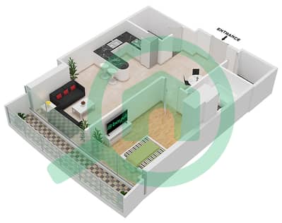 Marina Bay By DAMAC - 1 Bedroom Apartment Unit 1211 FLOOR 12TH Floor plan