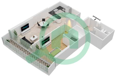 المخططات الطابقية لتصميم الوحدة 1212 FLOOR 12TH شقة 1 غرفة نوم - مارينا باي من داماك