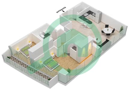 المخططات الطابقية لتصميم الوحدة 1213 FLOOR 12TH شقة 2 غرفة نوم - مارينا باي من داماك