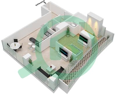 Marina Bay By DAMAC - 1 Bedroom Apartment Unit 1214 FLOOR 12TH Floor plan