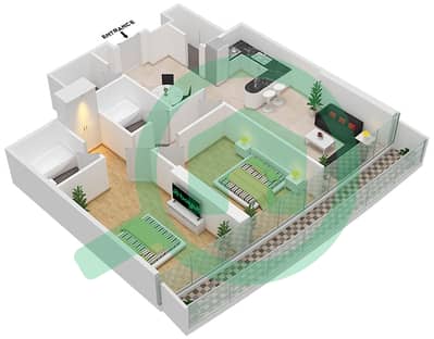 Marina Bay By DAMAC - 2 Bedroom Apartment Unit 12A01 FLOOR 13TH Floor plan
