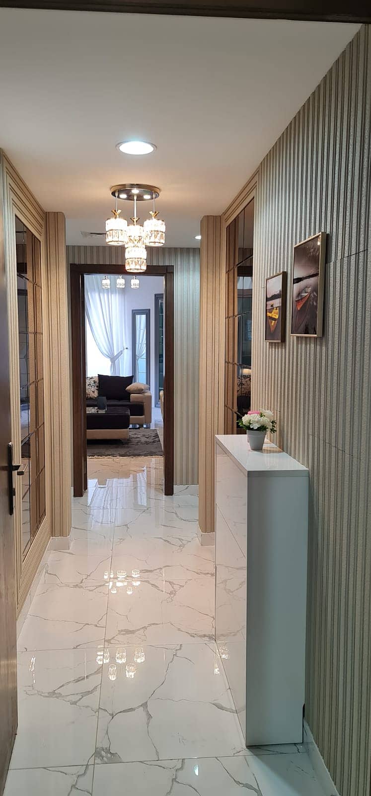 For rent in Ajman Al Rashidiya Luxurious apartment in Al Waha Tower 3 rooms and a large hall