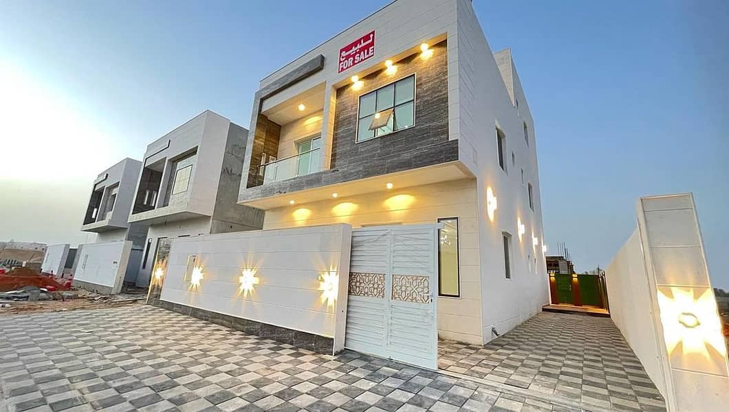 Without down payment, villa for sale, including registration fees for the owner, two floors and a roof on Sheikh Mohammed bin Zayed Street, directly f