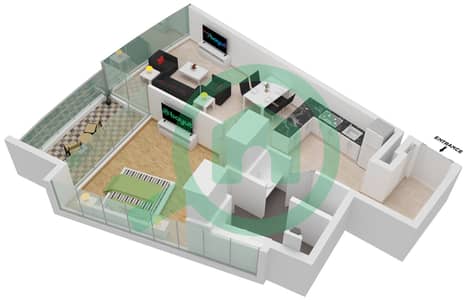 المخططات الطابقية لتصميم النموذج 17 FLOOR 14 شقة 1 غرفة نوم - الصفا 2