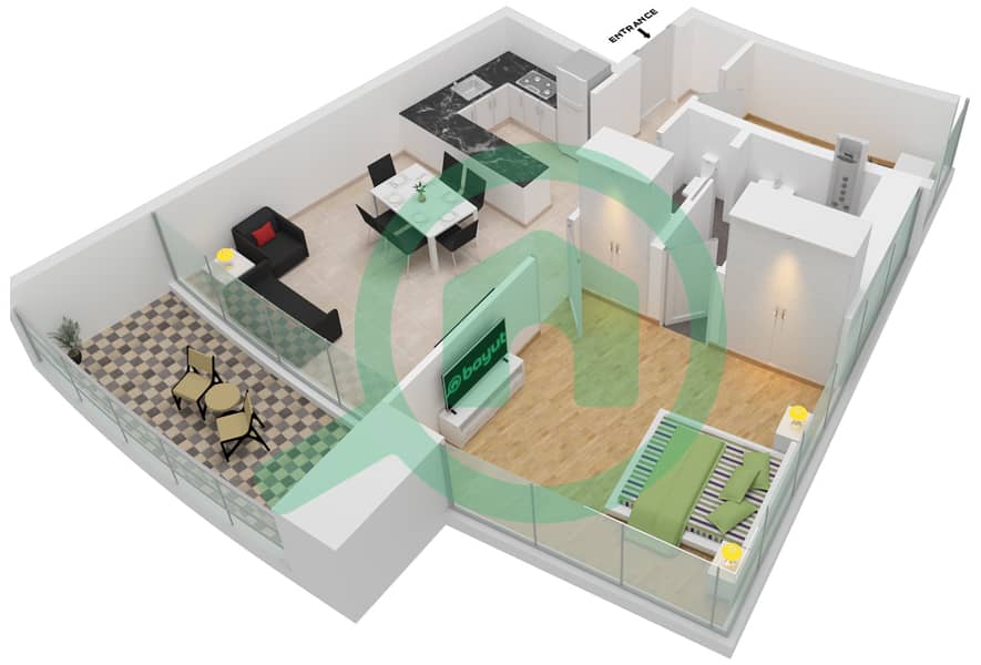 المخططات الطابقية لتصميم النموذج 18 FLOOR 46 شقة 1 غرفة نوم - الصفا 2 Floor 46 interactive3D