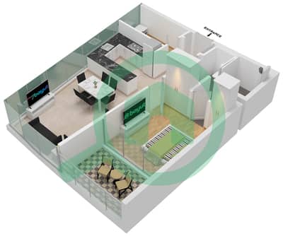 Al Safa 2 - 1 Bedroom Apartment Type 16 FLOOR 64 Floor plan