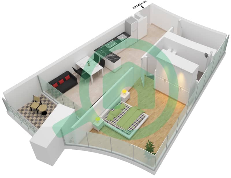 المخططات الطابقية لتصميم النموذج 19 FLOOR 67-69 شقة 1 غرفة نوم - الصفا 2 Floor 67-69 interactive3D
