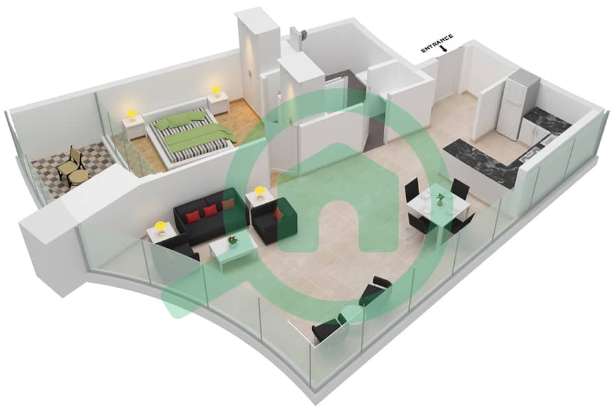 Аль Сафа 2 - Апартамент 1 Спальня планировка Тип 21 FLOOR 70 Floor 70 interactive3D