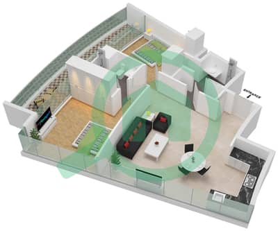 المخططات الطابقية لتصميم النموذج 5 FLOOR 17-18,45 شقة 2 غرفة نوم - الصفا 2