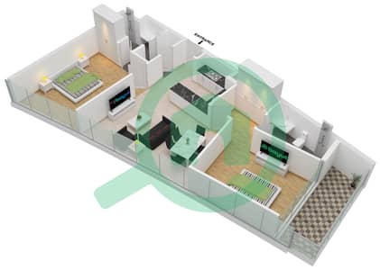 Al Safa 2 - 2 Bedroom Apartment Type 8 FLOOR 38-48 Floor plan