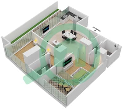 المخططات الطابقية لتصميم النموذج 13 FLOOR 62-63 شقة 2 غرفة نوم - الصفا 2