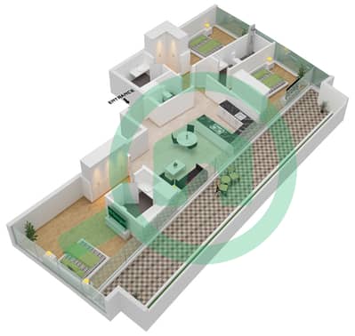 Al Safa 2 - 3 Bedroom Apartment Type 10 FLOOR 70 Floor plan