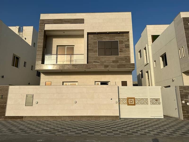 Super deluxe villa, finishing brands, for sale inside Al Zahia, 7 rooms, central air conditioning, including registration fees, building area 3850 fee