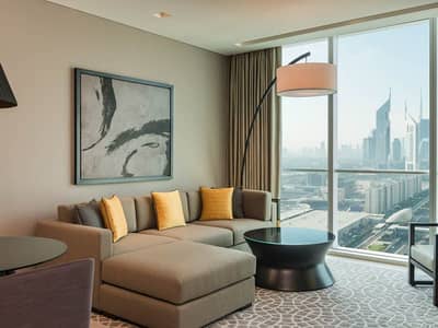 2 Bedroom Hotel Apartment for Rent in Sheikh Zayed Road, Dubai - 2BR Fully Furnished | Fully SZR View | Luxurious Living