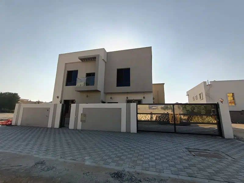 For urgent sale, without down payment, a corner villa, ground floor and first floor, near the mosque, one of the most luxurious villas in Ajman, with