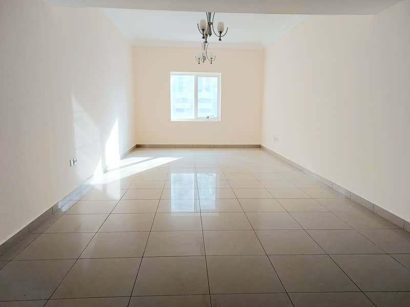 One month free 1bhk with open view, gym facility in al Taawun area rent 27k in 4/6 cheqs