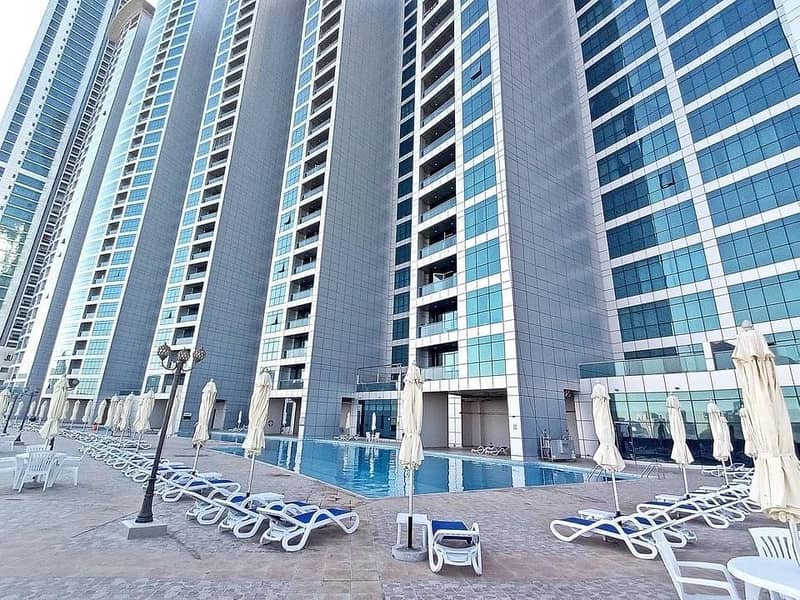 FULL OPEN VIEW CHILLER FREE FURNISHED 2BHK APARTMENT EMPTY  FOR RESALE IN AJMAN CORNICHE RESIDENCY